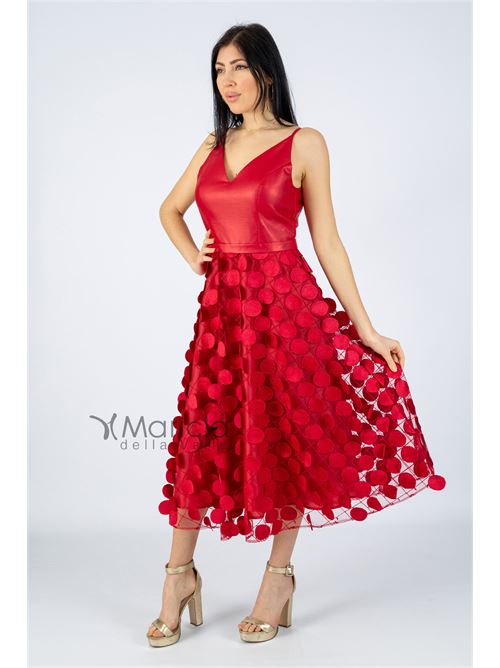 Abito midi con pois CARLA RUIZ | CR96530ROSSO